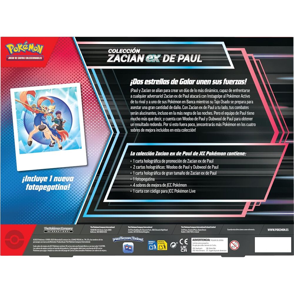 Blister cartas Zacian Ex de Paul Pokemon español
